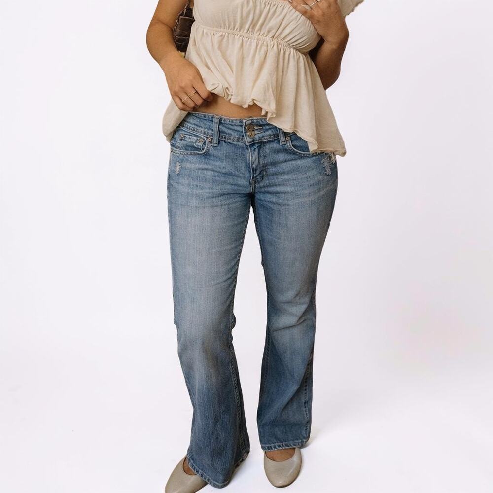 Mossimo Denim Y2K Low Rise Bootcut Jeans Double Button Size 11